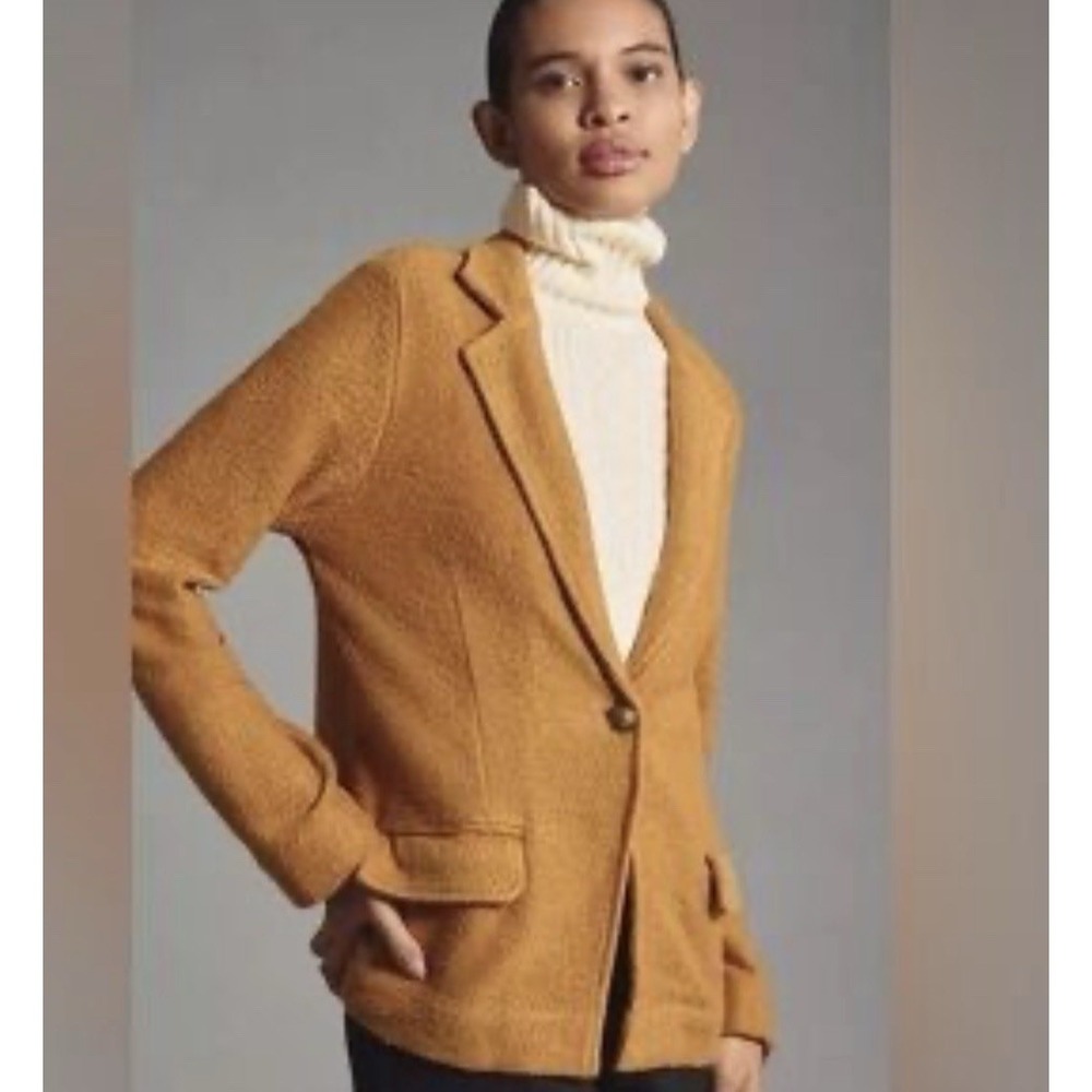 J. Crew Mustard Yellow Wool Blazer Jacket Size‎ 4 Single Button Old Money Preppy